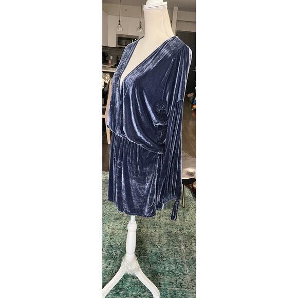 Anthropologie On The Road Blue Velvet Mini Dress Boho Regency Fairy Goth M $128 - Picture 5 of 15